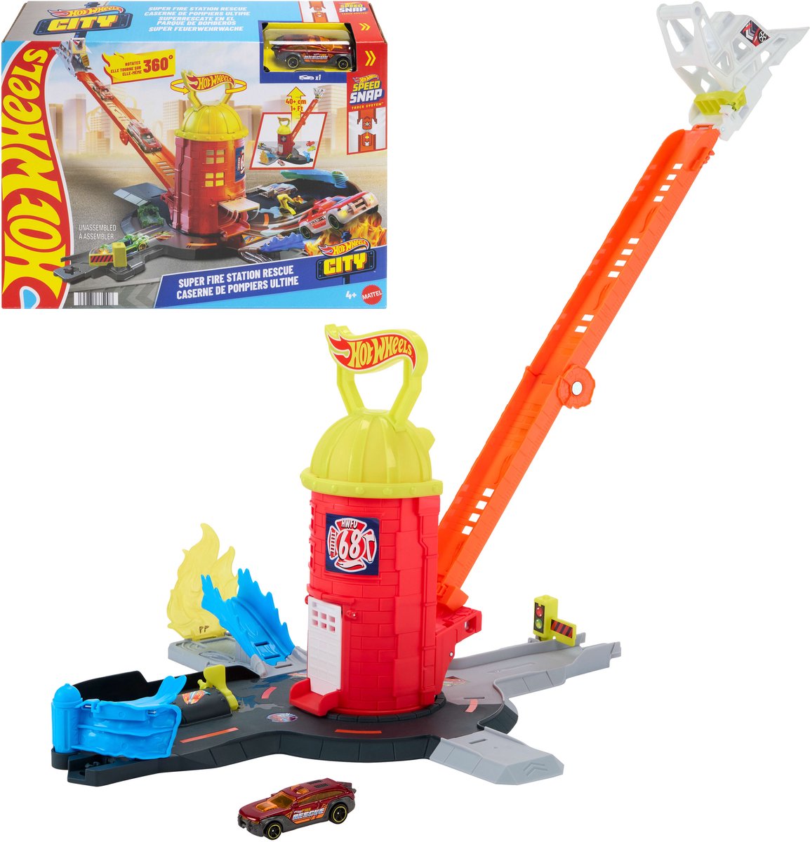 Hot Wheels City Super Rescue Caserne de pompiers et voiture jouet