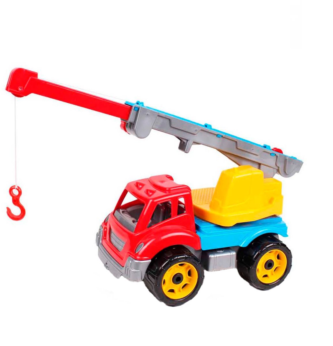 Camion grue Sun fun rouge jaune, 36x20x21cm