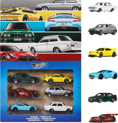 Voitures jouets en métal Hot Wheels - ensemble de 6 véhicules de style euro