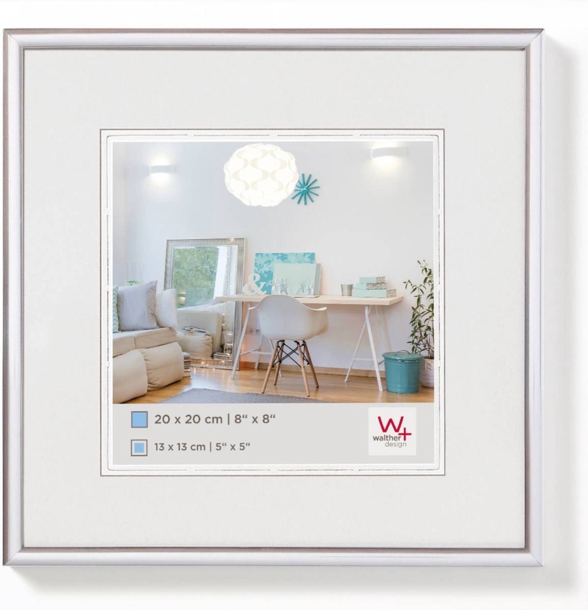 Walther new lifestyle - cadre en plastique - format photo 20x20 cm - argent