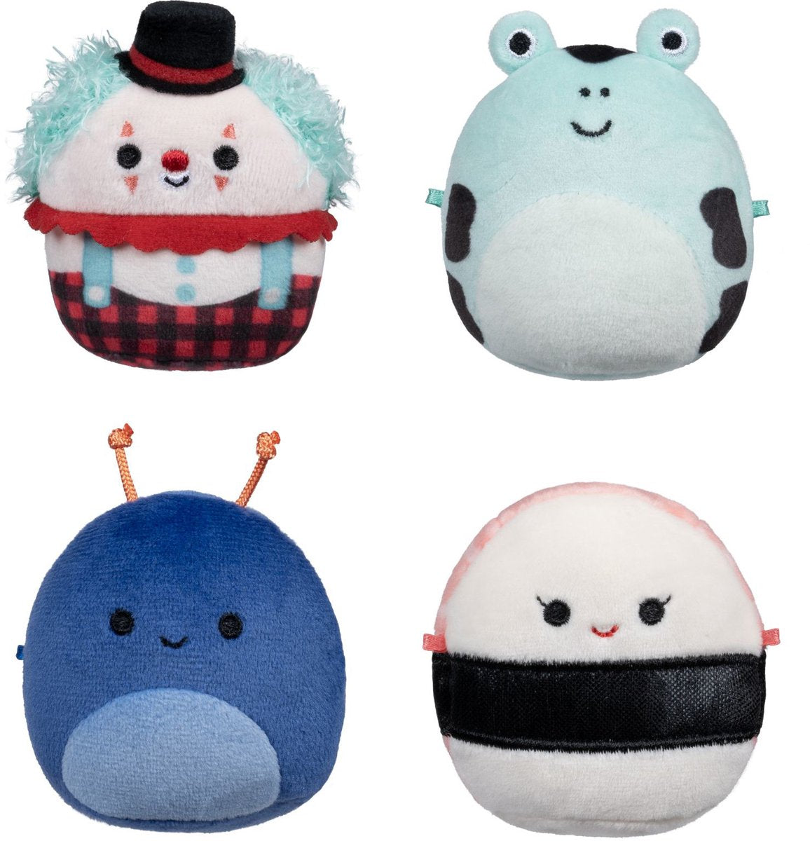 Squishmallows micromallows en peluche câlins - solenn, cher, preeti, ukee, paquet de 4
