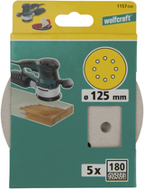 Disques abrasifs adhésifs Wolfcraft | peinture laque | k180 | ø125 mm | 5 pièces - 1157000