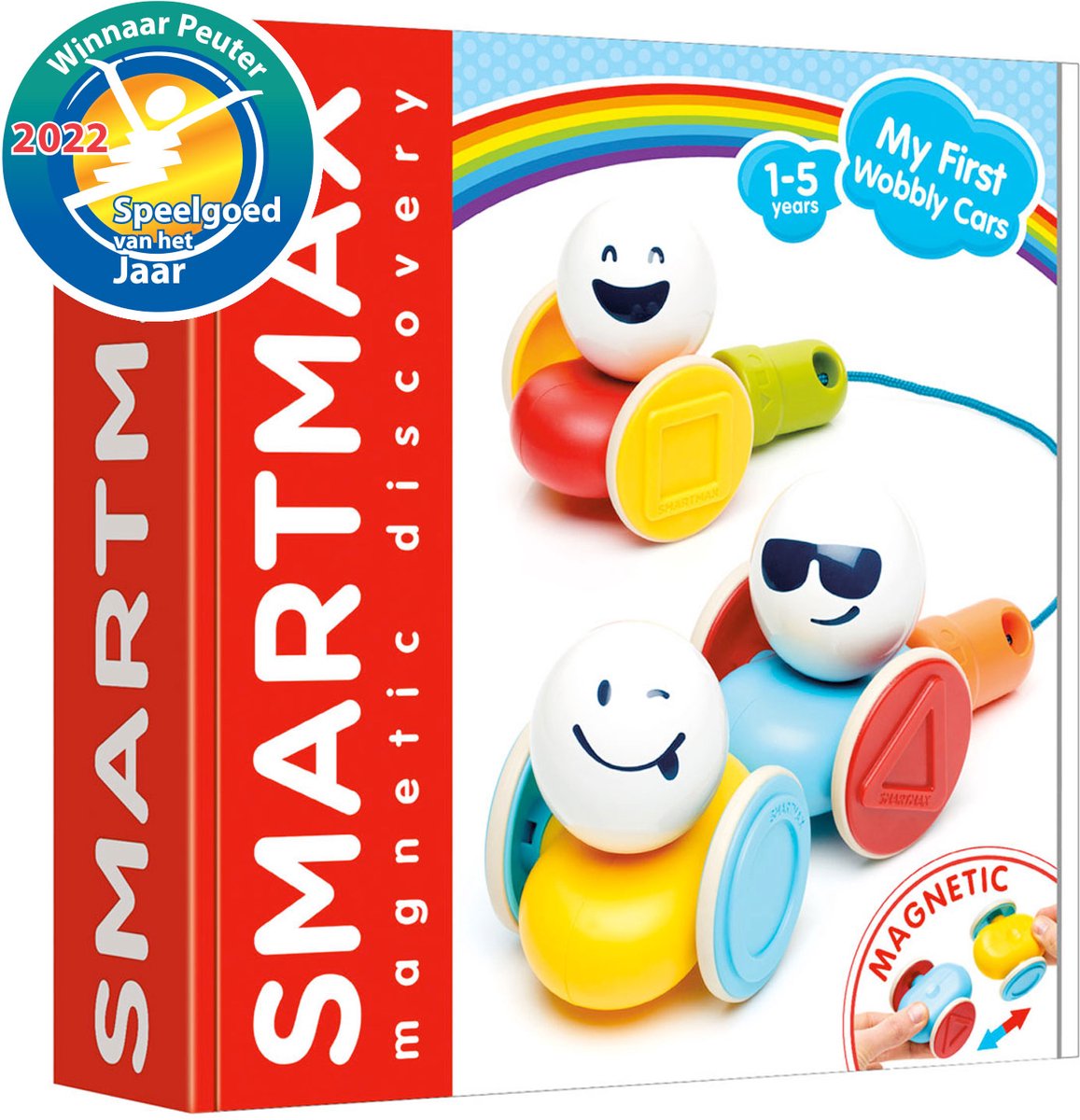 Smartmax mes premières voitures bancales - voitures et train magnétiques - jeu de construction avec cordon de serrage - jouets éducatifs pour les tout-petits - à partir de 1 an