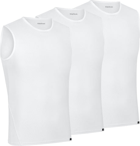 Gripgrab - ultraléger 3pack maille sans manches couche de base été vélo maillot de corps polygiene sweat-shirt - blanc - hommes - taille xs