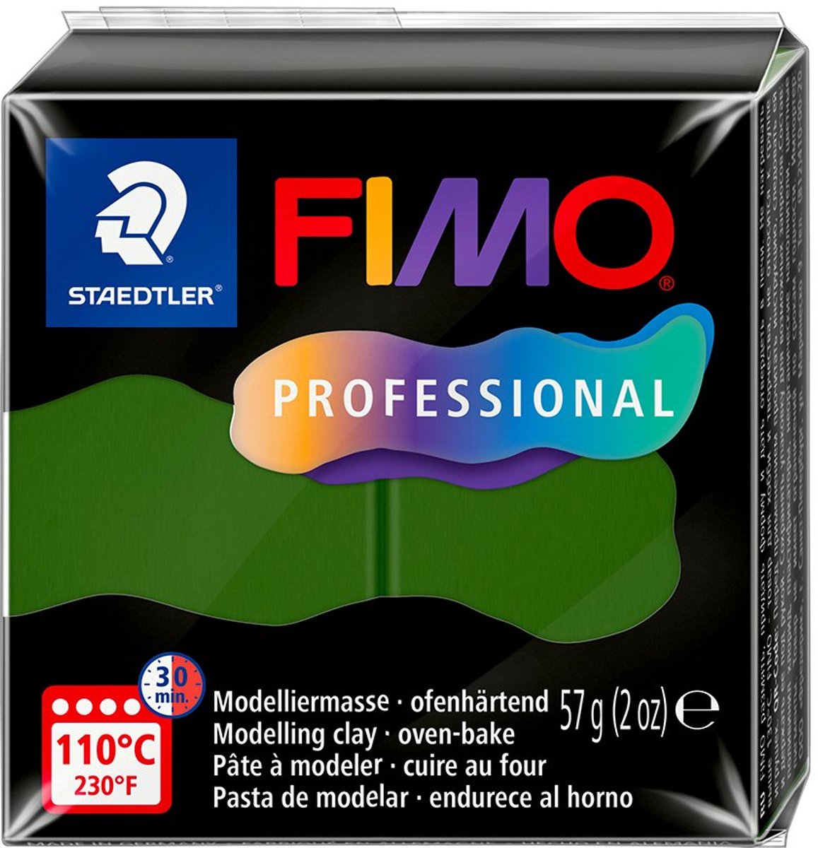 Fimo professionnelle - pâte à modeler durcissant au four - bloc 57 gr - vert feuille