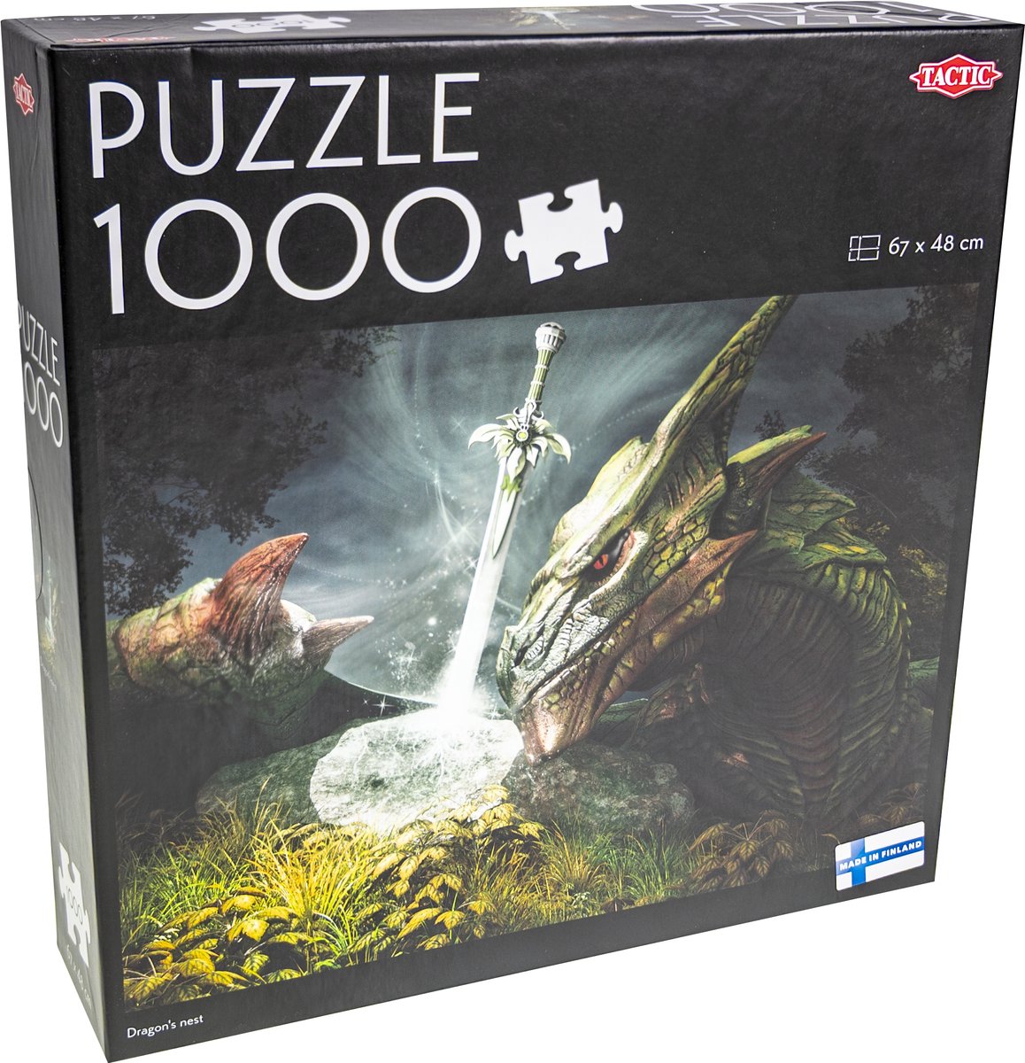 Tactic Dragon's Nest - Puzzle - 1000 pièces - Epic Fantasy avec des dragons - Épée mystique dans la forêt - Haute qualité scandinave