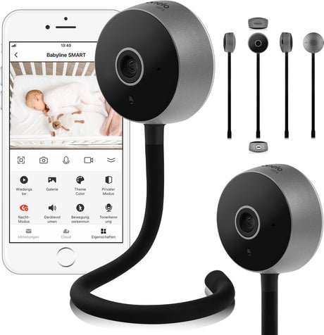 Lionelo babylline smart – babyphone intelligent – installez-le n'importe où – détection de mouvement et de son – contrôle par application – vision nocturne – communication bidirectionnelle – capteur de température