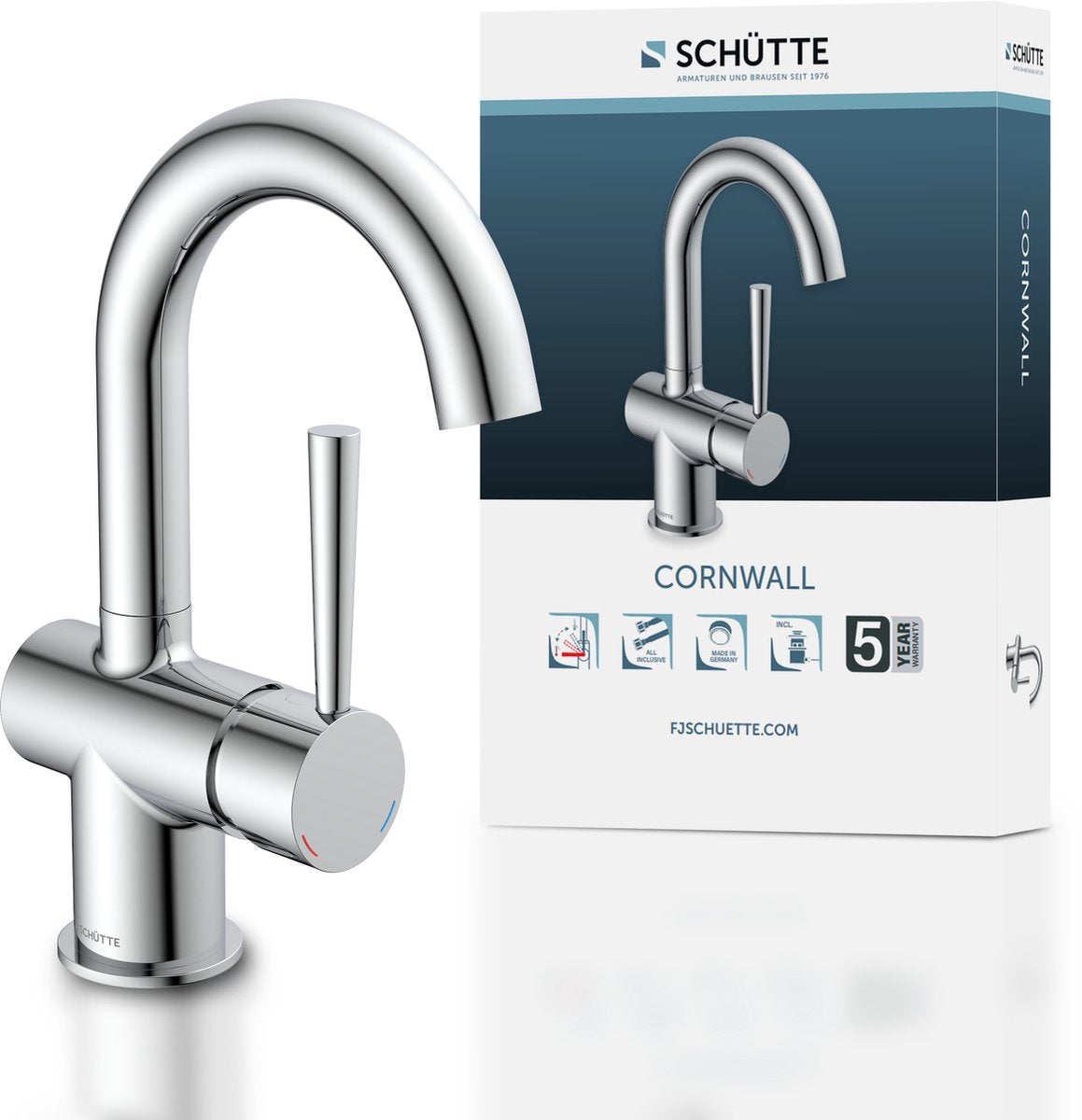 Schütte schütte lavabo-lavoueur Mélangeur Cornwall chrome -colored