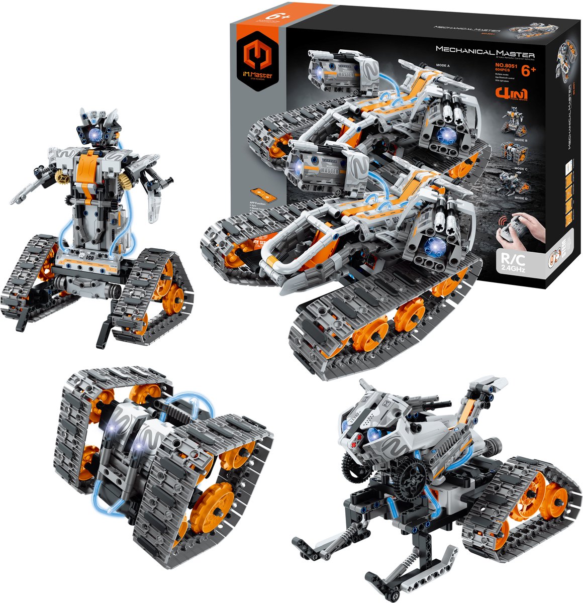 Gear2play im.master - Modèles de robots r c 4 en 1 - Ensemble de jeu de construction de moteur de wagon-citerne robot - télécommandé - programmable par application