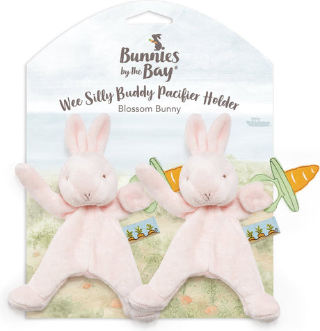 Bunnies by the Bay lot de 2 doudous avec attache-sucette lapin - attache-sucette - Fermeture Velcro pour tétine - rose - 2 pièces