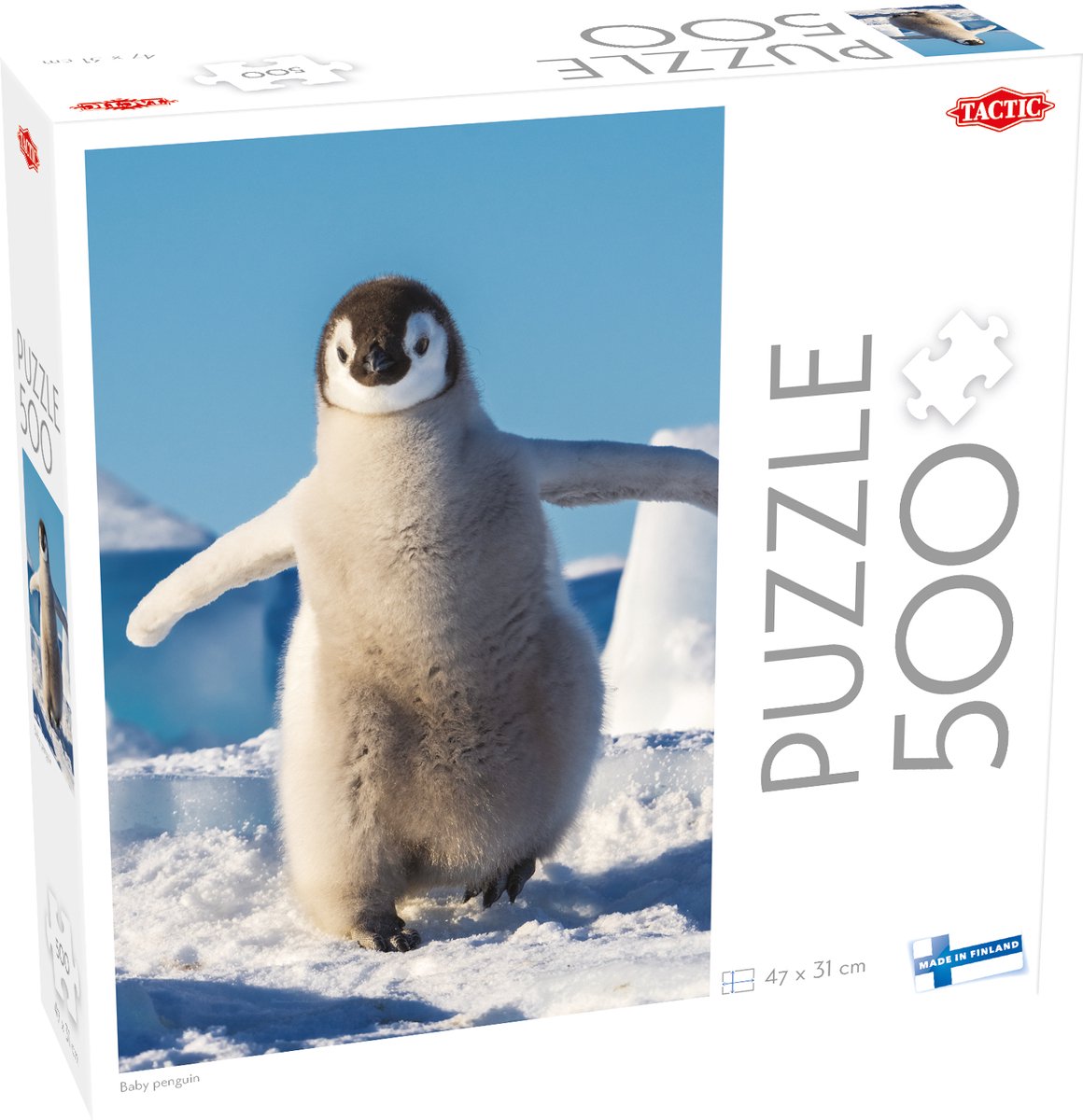 Tactic bébé pingouin – puzzle – 500 pièces – adorable bébé pingouin dans un paysage de glace – animaux arctiques et nature antarctique – haute qualité scandinave