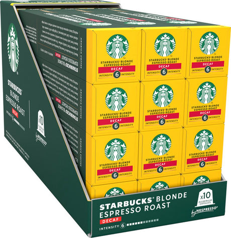 Starbucks by Nespresso capsules expresso blond torréfié décaféiné - 10 tasses à café x 12 boîtes