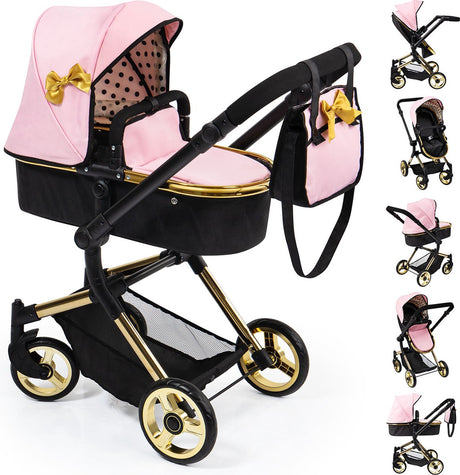 Bayer design - landau combiné pour poupée neo vario - noir rose or