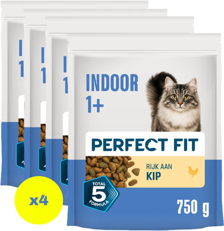 Nourriture pour chat Perfect Fit - intérieur adulte - poulet - 4x750g