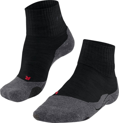 Falke tk2 chaussettes de marche courtes anti-ampoules en laine épaisse matière fonctionnelle femme noir - taille 39-40