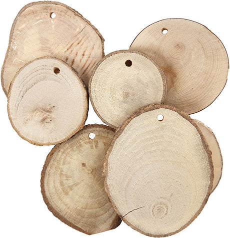 Disques en bois Creativ Company avec trou, d 40-70 mm, taille du trou 4 mm, épaisseur 5 mm, env. 250 gr, 25 pièces 1 boîte