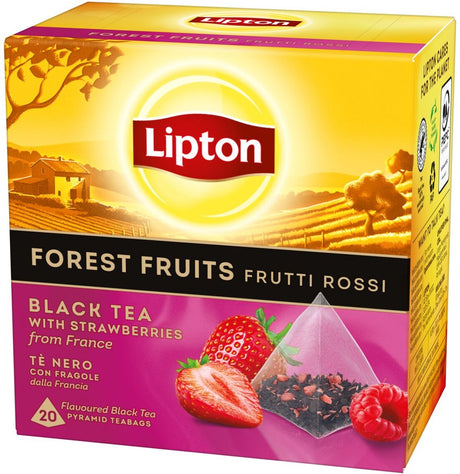 Lipton forest fruit tea - 80 theezakjes piramid - zwarte thee bosvruchten - 4 x 20 zakjes - voordeelverpakking