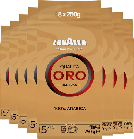 Café filtre Lavazza qualità oro - café moulu - grains 100% arabica - intensité 5 10 - 8 x 250 grammes