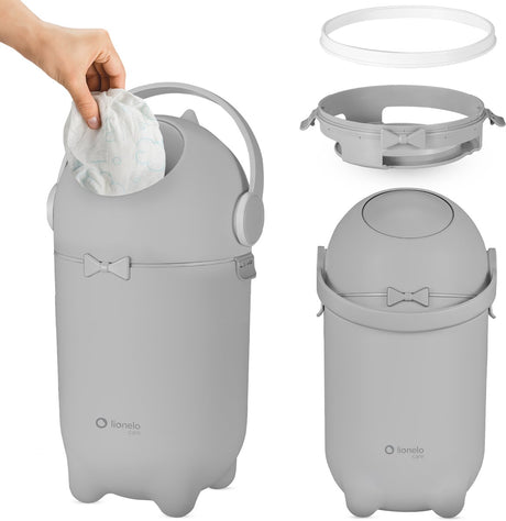 Lionelo purebin – poubelle à couches anti-odeurs – 10 l – sacs universels (pas de recharges) – utilisation d'une seule main