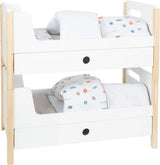 Small foot - Lit mezzanine pour poupée en bois petit bouton avec literie, 6 pièces.