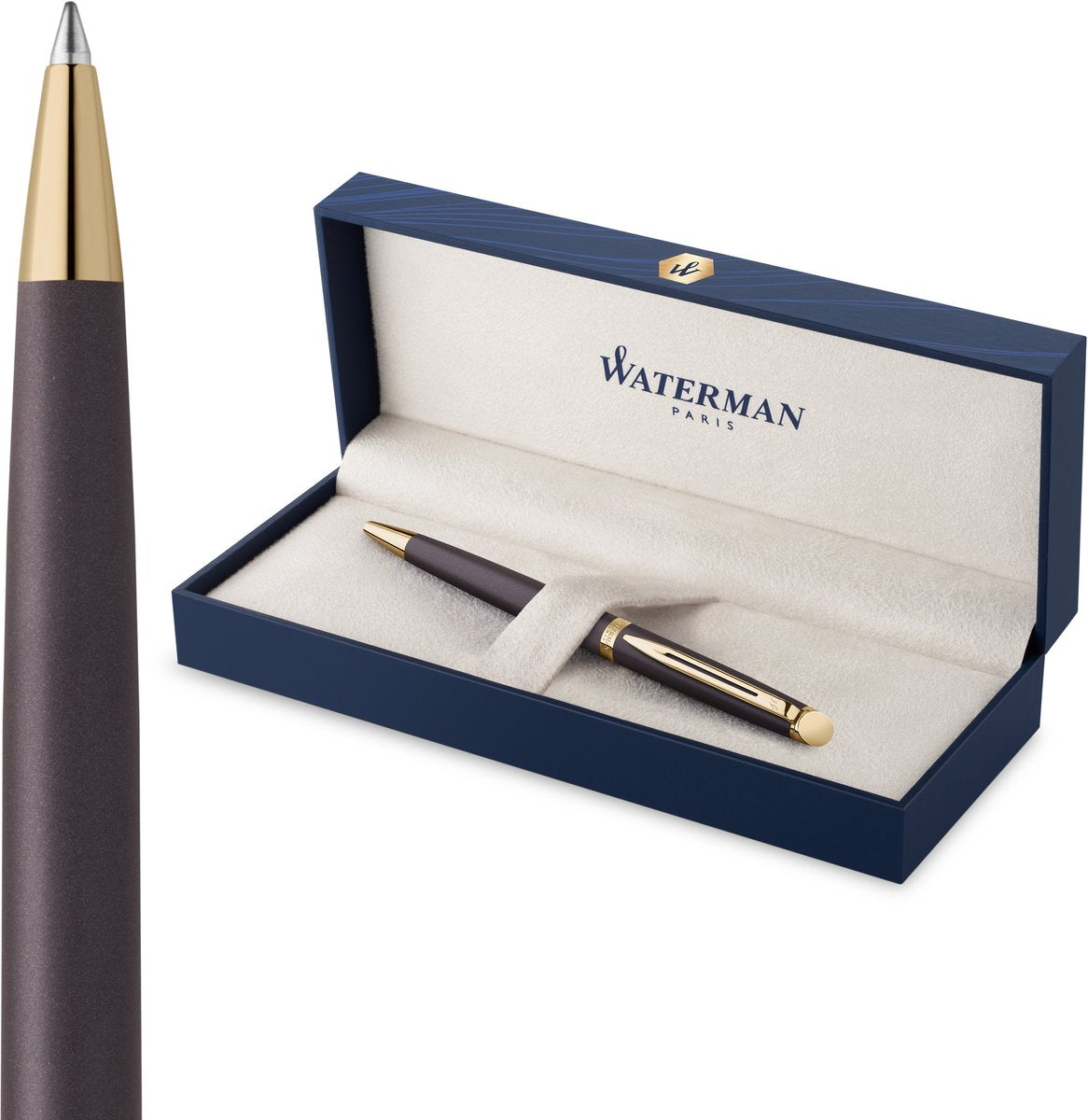 Stylo à bille Waterman hémisphère | la version subtile | lave noire | point moyen | avec coffret cadeau