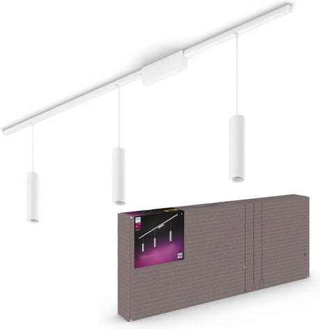 Éclairage sur rail de plafond Philips hue perifo - lumière blanche et colorée - 3 lampes suspendues - blanc - kit de base