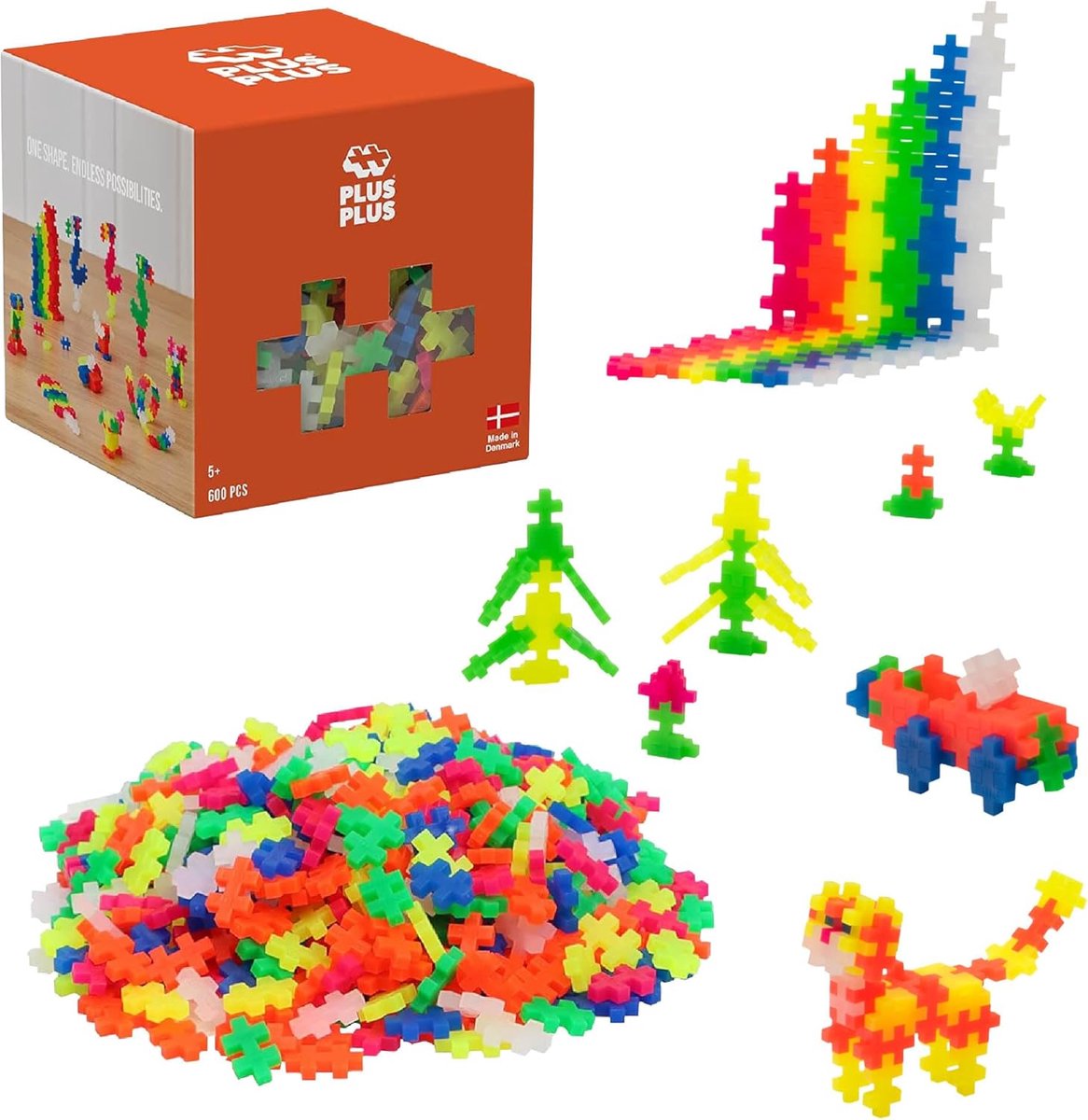 Jeu de construction Plus-Plus Basic Neon 600 pièces - 3311 - jouets de construction - jouets de construction - ensemble avec blocs de construction - à partir de 5 ans