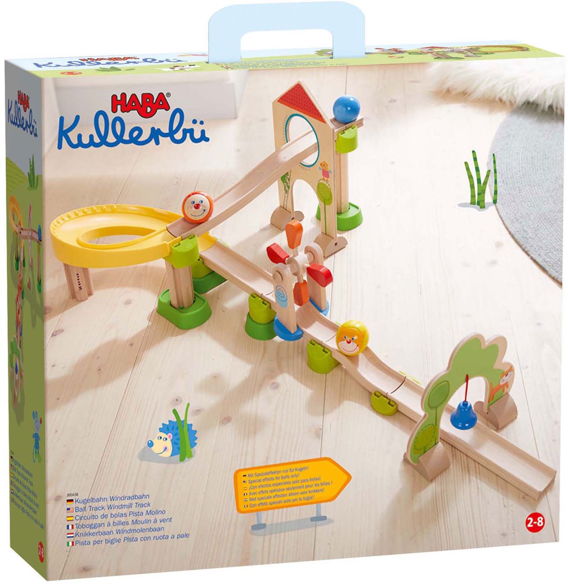 Jouets Haba | jouets en bois - piste de billes, balles roulantes - boîte de base - piste de moulin à vent