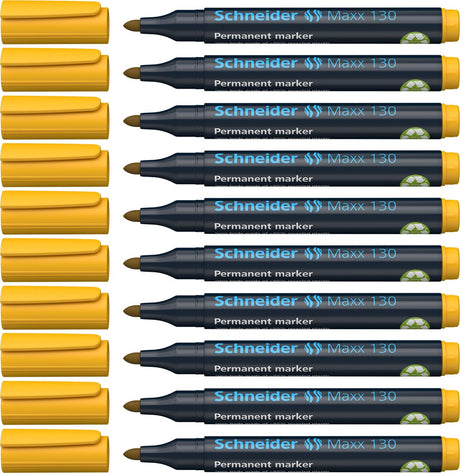 Instruments d'écriture Schneider marqueur permanent Schneider - maxx 130 - pointe ronde - jaune - 10 pièces - largeur de trait 1-3 mm - s-113005-10