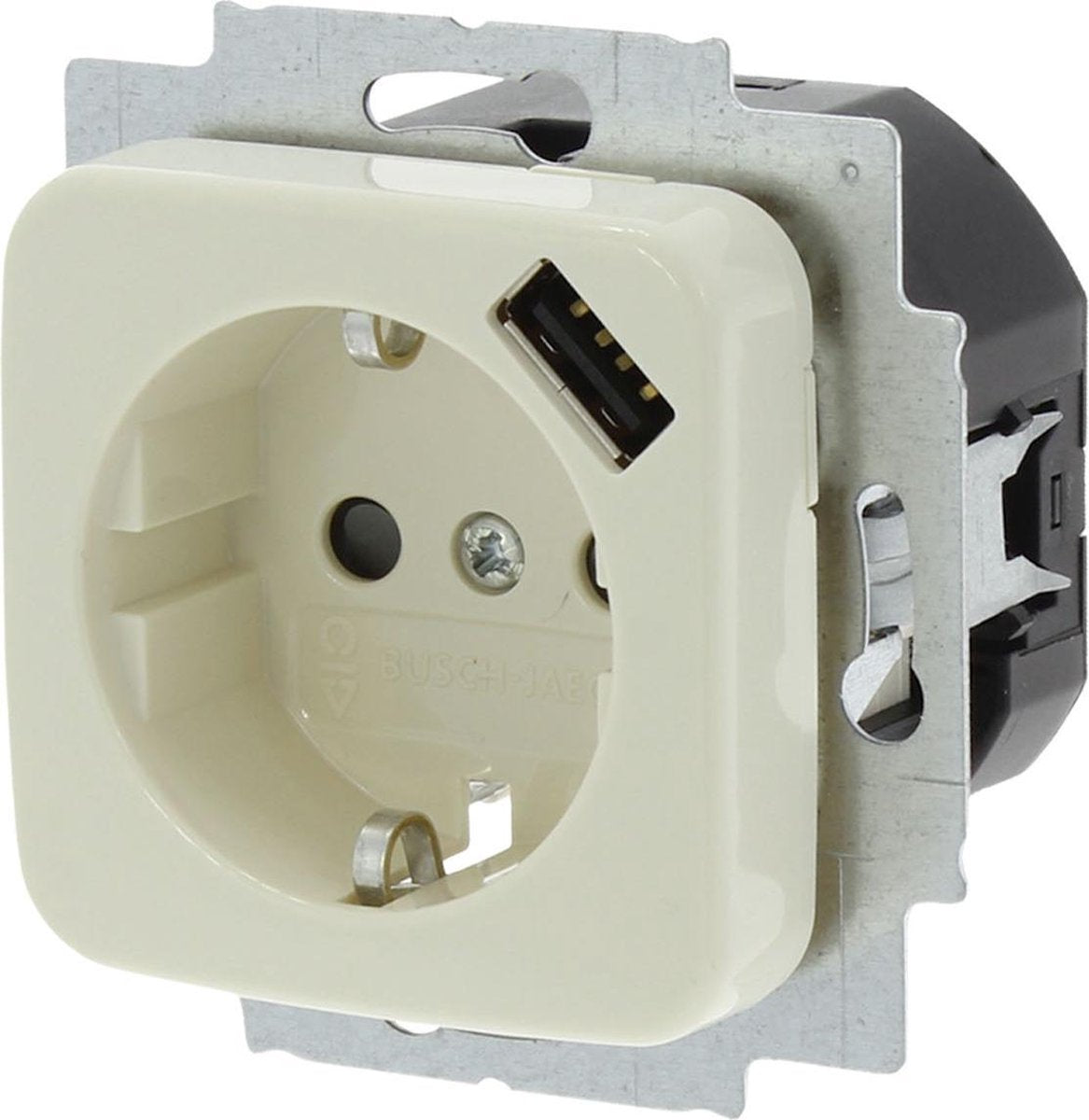 Busch-jaeger si prise murale encastrable USB - 1 voie - mise à la terre - crème