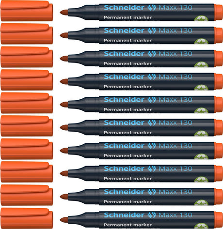 Instruments d'écriture Schneider marqueur permanent Schneider - maxx 130 - pointe ronde - orange - 10 pièces - largeur de trait 1-3 mm - s-113006-10