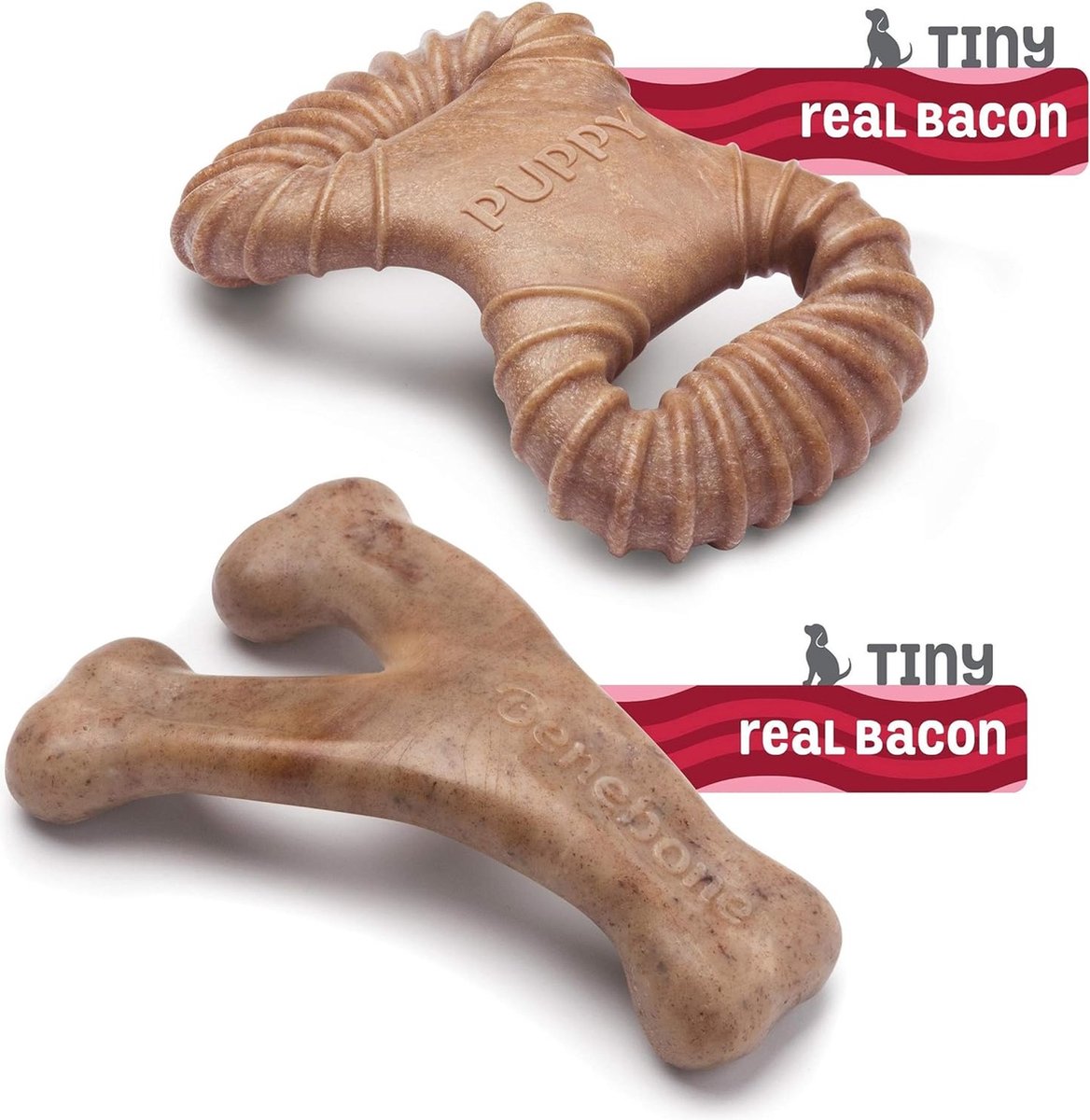 Benebone Puppy Pack (dentaire à mâcher + wishbone) jouets à mâcher - nylon - xs - lot de 2 pièces - convient aux chiots et aux très petits chiens jusqu'à env. 7kg
