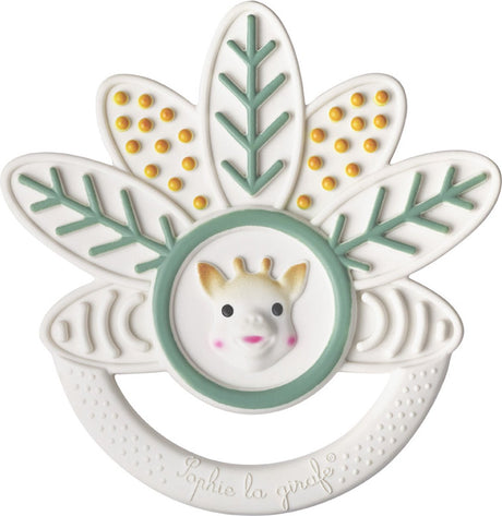 Anneau de dentition feuille Sophie la girafe - collection 5 sens - 100% caoutchouc naturel - jouet de dentition bébé - dès 0 mois - 10x10x1 cm - ok-biosourcé - dans coffret cadeau blanc