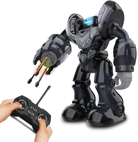 Silverlit robot robo blast black - robot jouet contrôlable avec poing de tir - 34 cm de haut