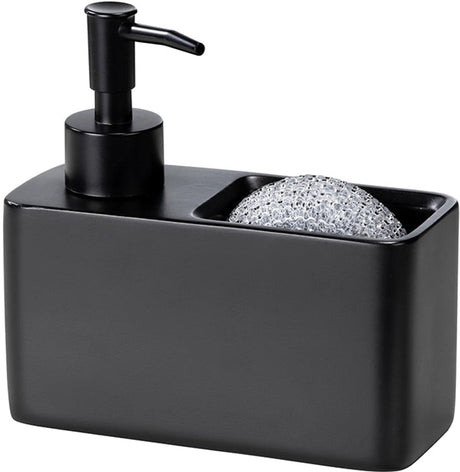 Distributeur de savon noir Wenko avec porte-éponge - 150 ml
