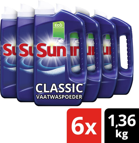 Poudre pour lave-vaisselle normale Sun Classic - 6 x 80 lavages - pack économique