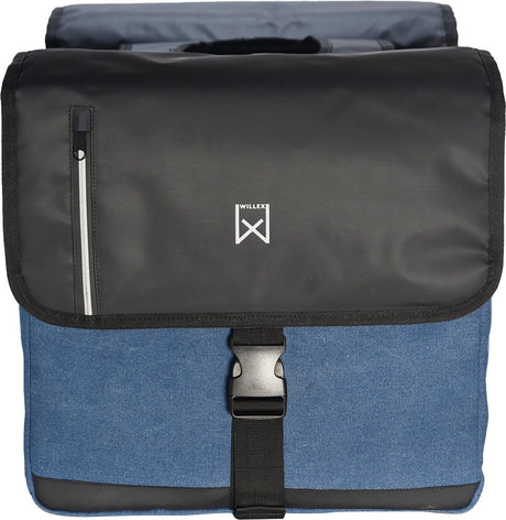 Willex - sac bisonyl double toile - 30 litres - fixation universelle - noir bleu