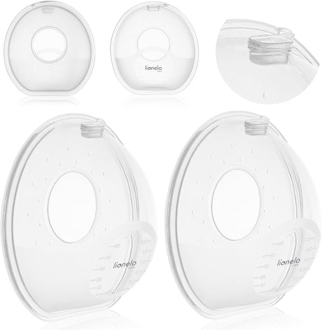 Lionelo milky simple - set de collecteurs de lait 2 pièces - 2x60 ml - sans BPA - s'adapte au soutien-gorge - indication de la taille - réutilisable - stérilisable