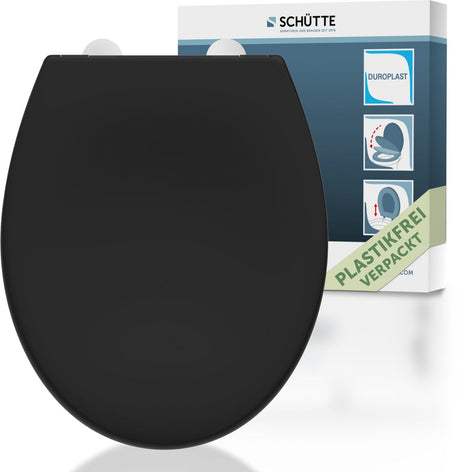 Abattant WC Schütte 82410 noir - duroplastique - fermeture amortie - cliquable - charnières en acier inoxydable - capacité de charge jusqu'à 175 kg - laqué - noir