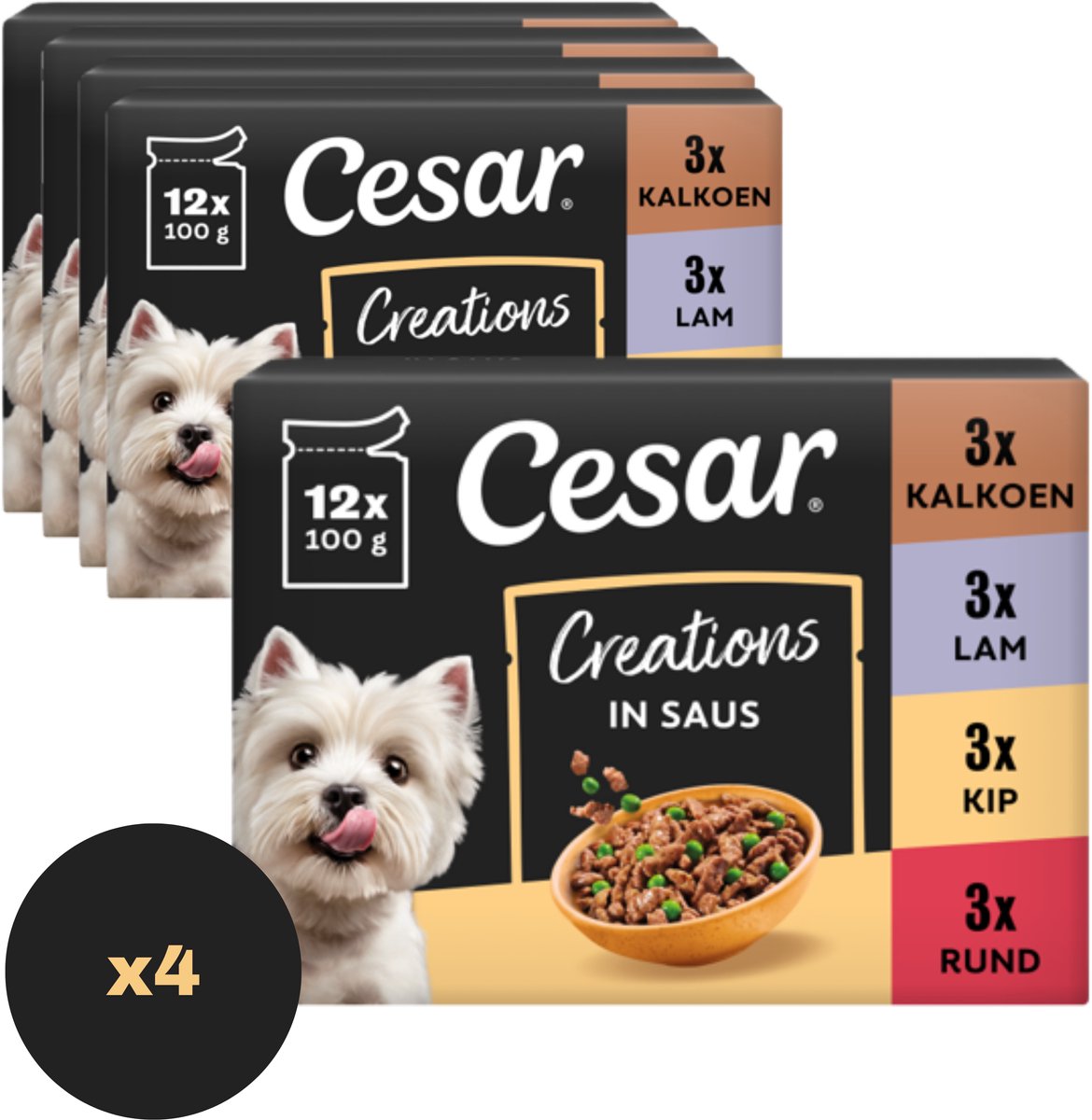 Nourriture pour chien César - sélection de mélanges en sauce - sachets repas - 48x100g