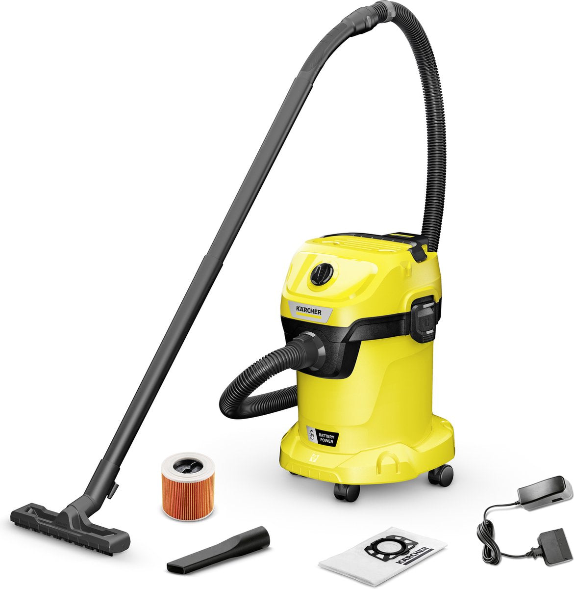 Kärcher wd 3-18 kit de batterie v-17 20 aspirateur eau et poussière - 18 v - batterie 18 v 5,0 ah et chargeur inclus - 17 l - filtre à cartouche
