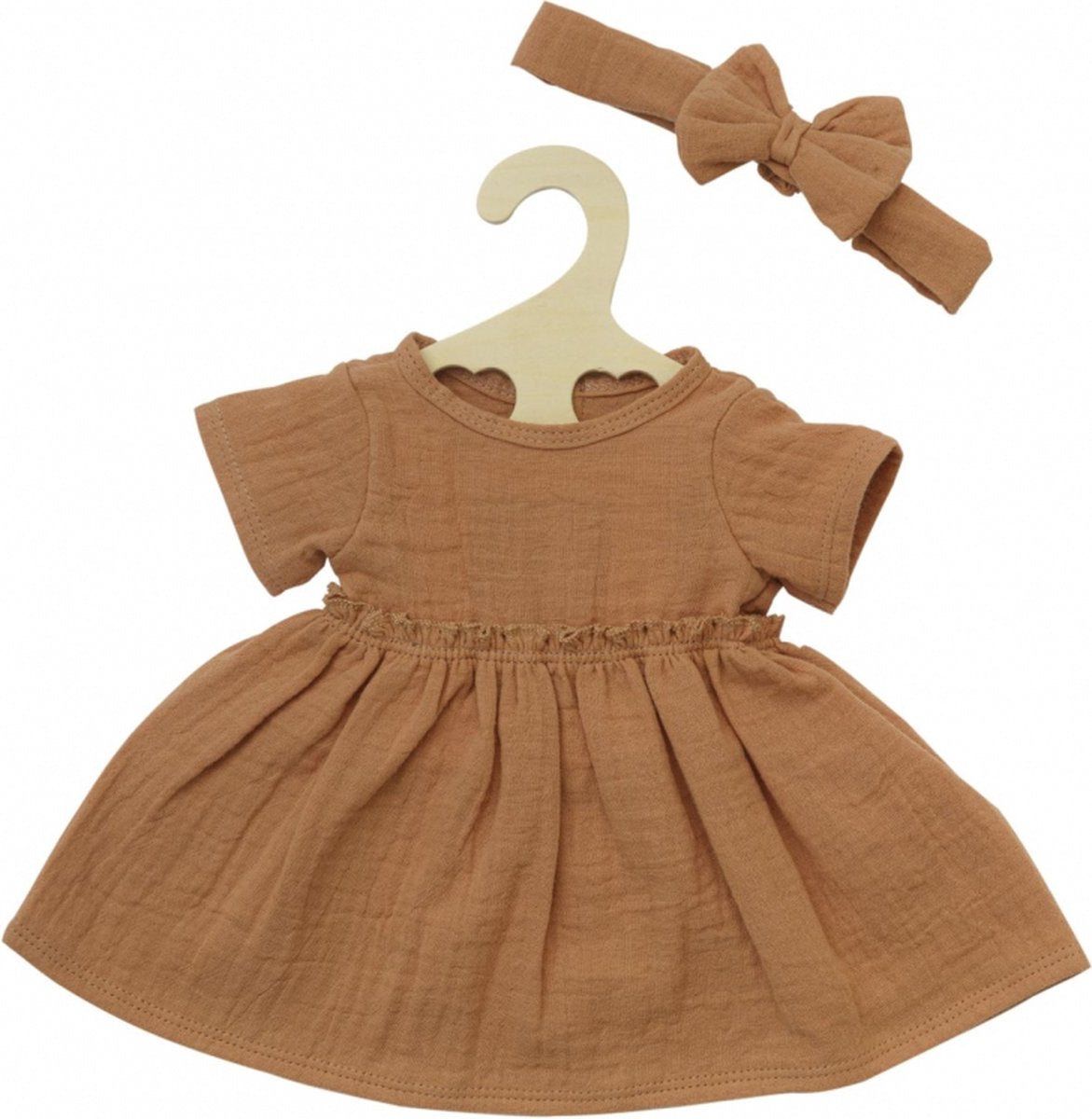 Robe de poupée Heless marron à volants, 35-45 cm