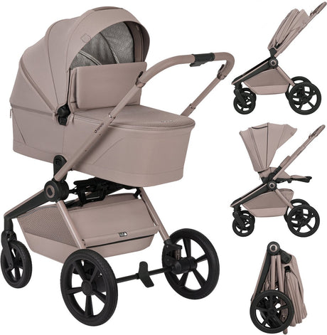 Poussette 2en1 Lionelo Freya - poussette nacelle - de la naissance à 22 kg - poussette premium - roues PU avec suspension - siège face à l'avant - capote UPF50+ - système d'accessoires complet