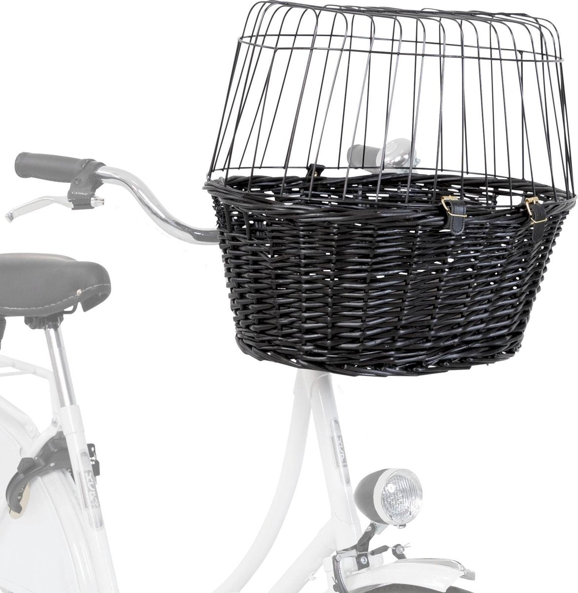 Trixie panier de vélo avant en saule noir avec coussin et capuche