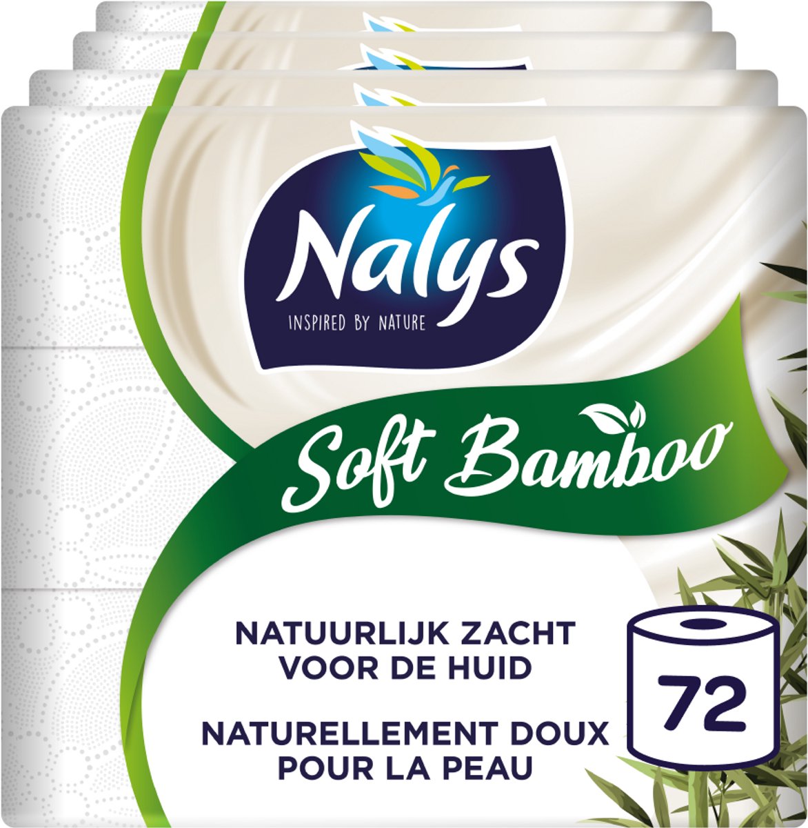 Papier toilette doux en bambou Nalys - 72 rouleaux - blanc (3 couches) - pack économique - emballage papier