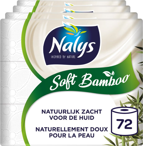 Papier toilette doux en bambou Nalys - 72 rouleaux - blanc (3 couches) - pack économique - emballage papier