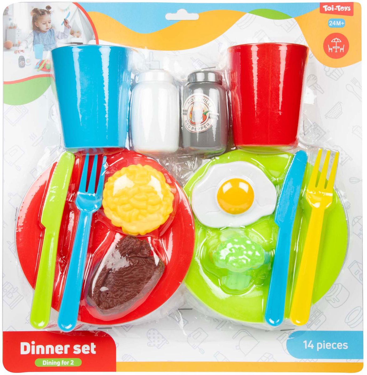 Ensemble de repas maison Toi-toys, 14 pièces.
