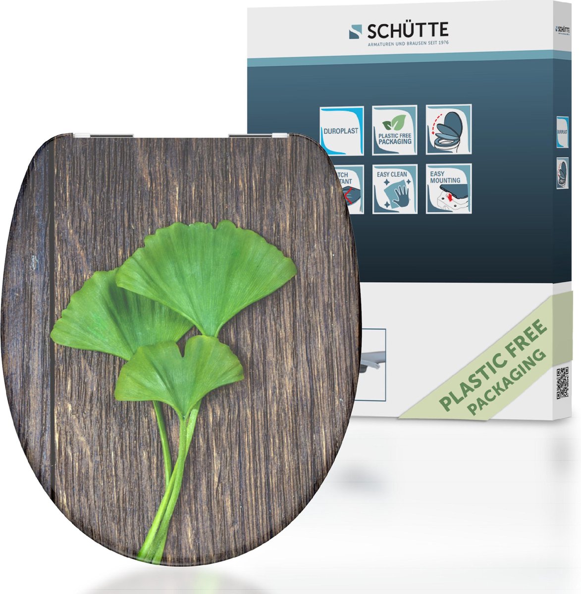 Siège de toilette Schütte avec bois de ginkgo à fermes doux