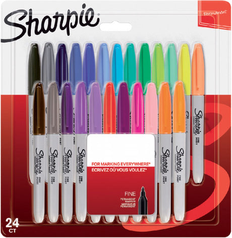 Marqueurs permanents Sharpie | point fin | différentes couleurs | 24 pièces