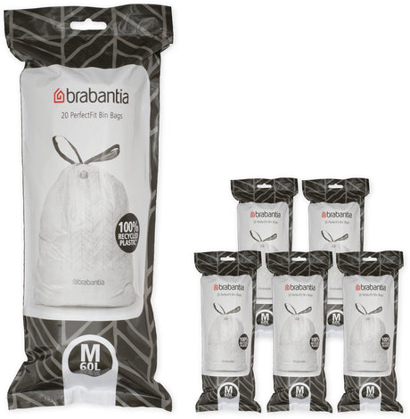 Sacs poubelle Brabantia perfectfit - 60 l - code m - 6 rouleaux x 20 pièces